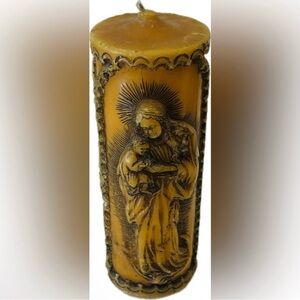 RARE Fine Art Wax Candle Virgin Mary Baby Jesus Christ Vintage Antique Original